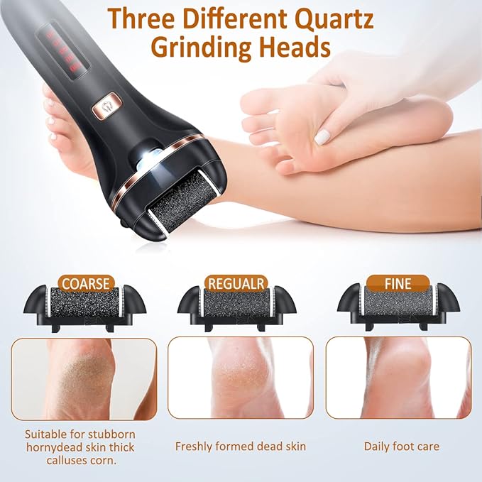 Electric Callus Remover for Feet,Rechargeable Foot File Hard Skin Remover,Waterproof 14 in1 Professional Pedicure Kit for Cracked Heels &Dead Skin,with 3 Roller Heads 2 Speed-Velvo Beauty
