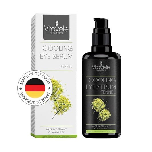 Eye Serum Under Eye Cream for Dark Circles and Puffiness – Cooling, Hydrating Under Eye Serum with Pure Fennel Extract – Eye Cream Anti Aging to Moisturize & Depuff – Zero Paraben Eye Gel by Vitavelle-Velvo Beauty