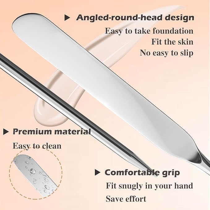 Picasso Makeup Spatula and Palette Set, Korean Makeup Spatula with Leather Cover, Stainless Steel Makeup Palette with Scraper Tool, Metal Foundation Palette for Cosmetic Pigment Blendingļ¼SSļ¼-Velvo Beauty