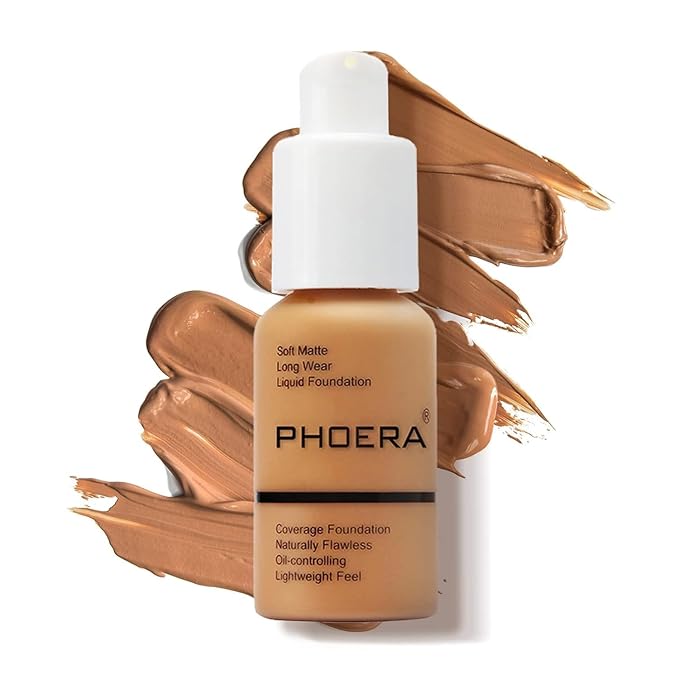 PHOERA Foundation Makeup Naturally Liquid Foundation Full Coverage Mattle Oil-Control Concealer 8 Colors Optional,Great Choice For Gift (#106 Warm Sun,30ml)-Velvo Beauty