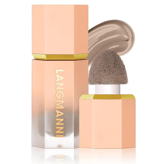 URQT Highly Pigmented Liquid Contour - Built-in Sponge Tip Sculpted Complexion Wand Contour Non-Greasy Long Lasting Natural Weightless Buildable Highlighters Contour Contouring Bronzer (#102 SOFT TAN)-Velvo Beauty