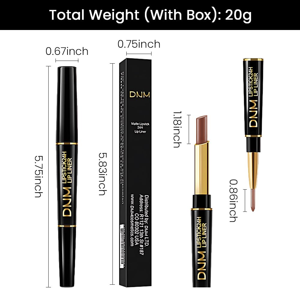 Kaely 2-in-1 Brown Matte Lip Liner & Lipstick Combo Set Kit for Women, Magic Neutral Lipstick 24 Hours Original Lips Liner Pencil Stain Gloss Plumper Makeup Long Lasting Waterproof 38-Velvo Beauty