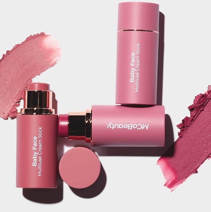 MCoBeauty Baby Face Multi-Use Cream Stick, Kitty Coral Pearl Shade, Silky Smooth, Buildable Blush for Eyes, Lips & Cheeks, Vegan, Cruelty Free Cosmetics-Velvo Beauty