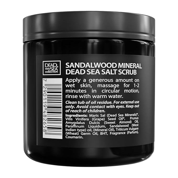 Salt Body Scrub Sandalwood For Men – Moisturizes, Exfoliates & Nourishes Skin – Cleanses & Detoxifies with Dead Sea Minerals - Dead Sea Collection – 23.28 OZ-Velvo Beauty