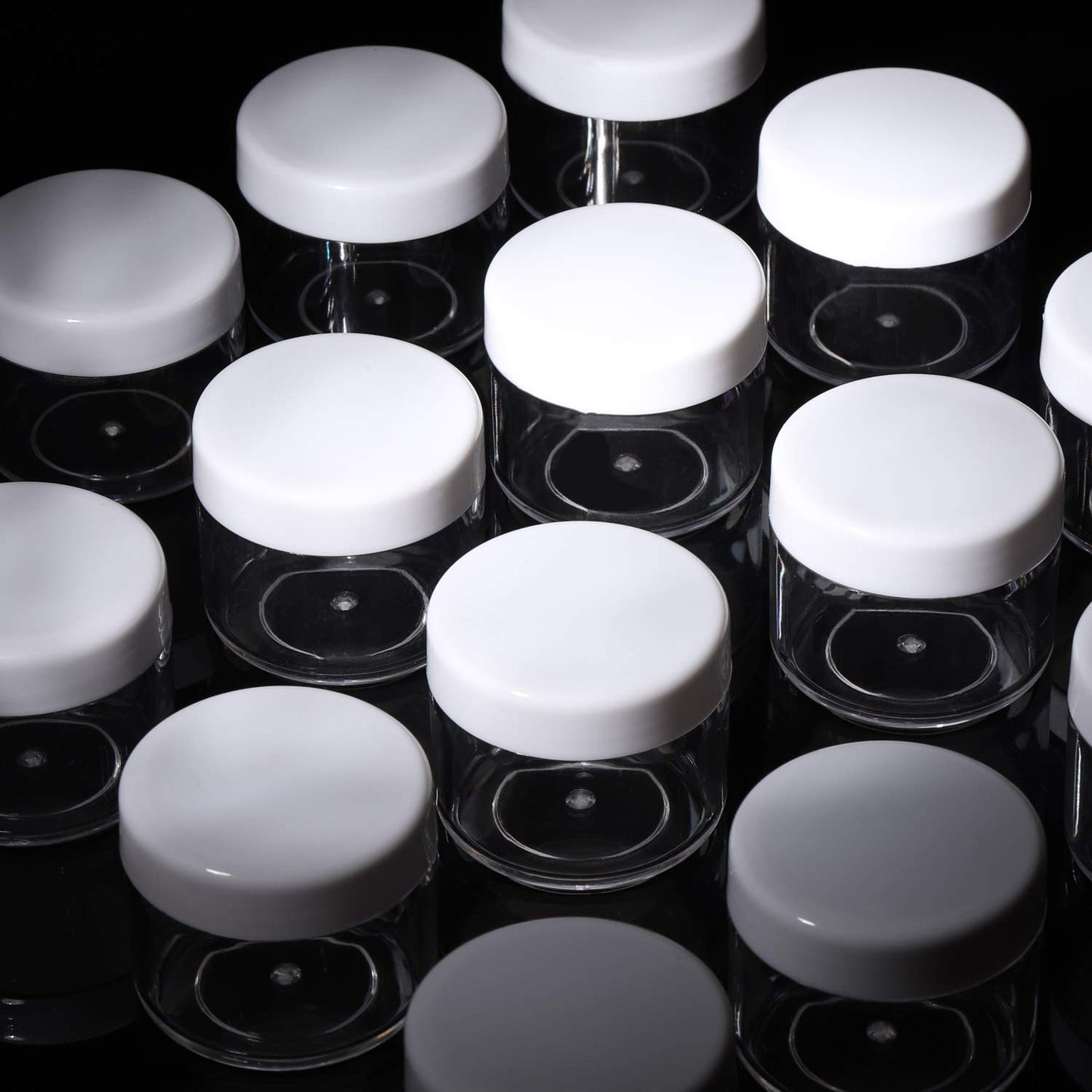 100 Count Sample Containers with lids 20g Plastic Cosmetic Jars Leak Proof Traveling Makeup Containers for Cream and Lotions - White-Velvo Beauty