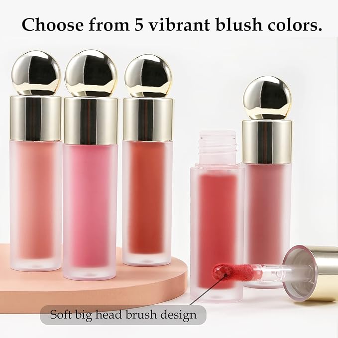 Boobeen Liquid Blush Velvet Cream Blush Makeup Matte Soft Gel Face Blush Makeup for Cheeks, Lightweight Blendable Liquid Blush Stick, Long-lasting Smooth Natural Blush Color-Velvo Beauty