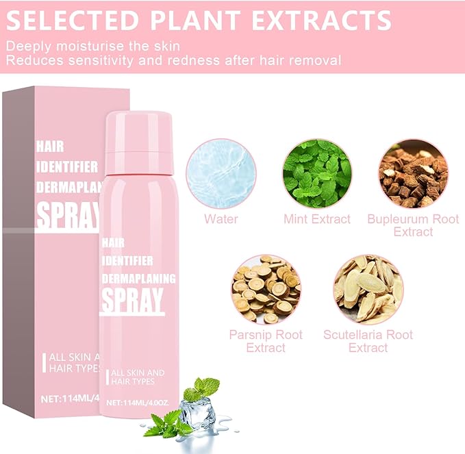 1PC Hair Identifier Spray for Face Shaving Dermaplaning Tool Skin Body for Women with 4 Face Razor for Skin Shaver Hair Removal Kit Suitable for all Skin Types-Velvo Beauty