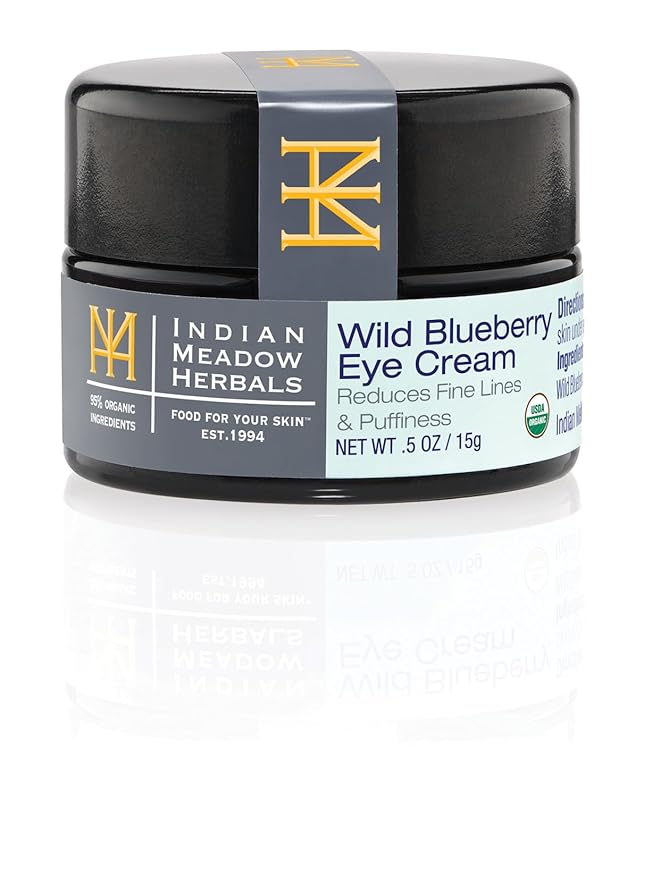 Indian Meadow Herbals Wild Blueberry Eye Cream (.5oz) - Under Eye Cream for Puffy Eyes & Fine Lines – Anti-Aging Eye Care w/Organic Herbs, Oils-Velvo Beauty