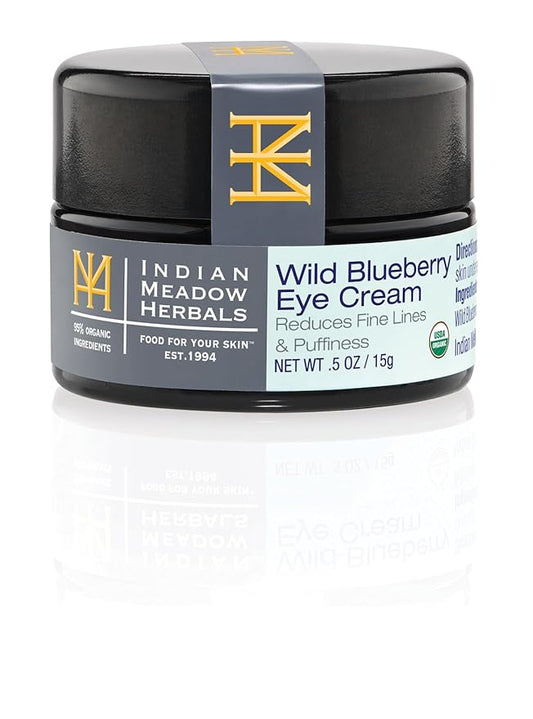 Indian Meadow Herbals Wild Blueberry Eye Cream (.5oz) - Under Eye Cream for Puffy Eyes & Fine Lines – Anti-Aging Eye Care w/Organic Herbs, Oils-Velvo Beauty