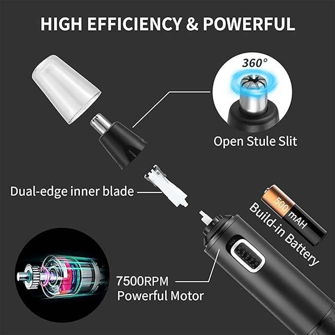 AREYZIN Nose Hair Trimmer 3-in-1 Versatile Rechargeable Ear and Nose Trimmer for Men&Women Painless Electric Shaver Grooming Kit for Ear Beard Facial Pubic Hair Wet Dry Use-Velvo Beauty