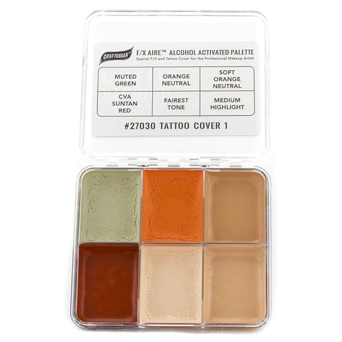 Graftobian F/X Aire Alcohol Activated Palette - SFX Makeup (Tattoo Cover 1 - Light)-Velvo Beauty