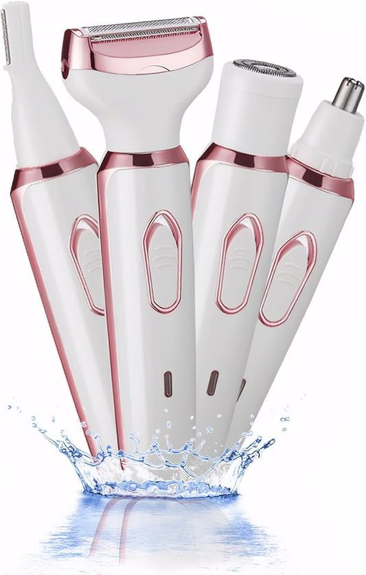 Electric Razors for Women, 4-in-1 Women’s Facial Hair Removal, Face Shaver Ebrow Trimmer Pubic Bikini Trimmer Portable Ladies Shaver Womens Razors for Shaving-Velvo Beauty