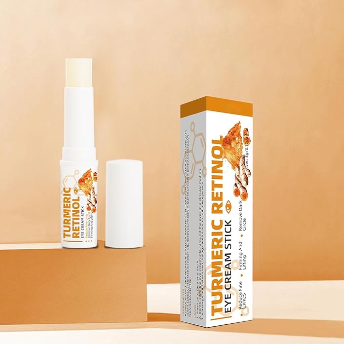 Retinol Eye Cream Anti Aging, Turmeric moisturizer Eye Balm Stick Hydrating Retinol Eye Cream Stick for Dark Circles and Puffiness Fine Lines 5g-Velvo Beauty