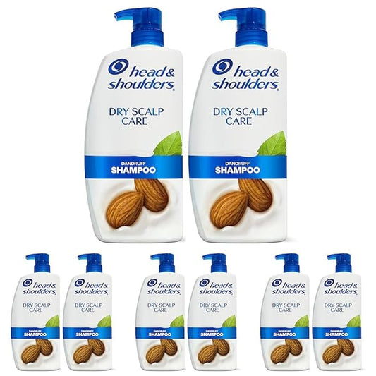 Head and Shoulders Shampoo, Daily-Use Anti-Dandruff Paraben Free Treatment, Dry Scalp Care with Almond Oil, 32.1 fl oz, Twin Pack (Pack of 4)-Velvo Beauty