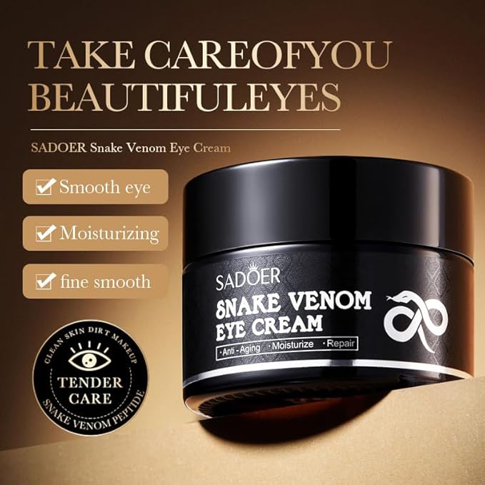 Retinol Snake Venom Peptide Eye Cream, Firming Eye Cream, Anti Ageing Eye Cream, Under Eye Cream For Puffiness and Bags Reduces Fine Lines-Velvo Beauty