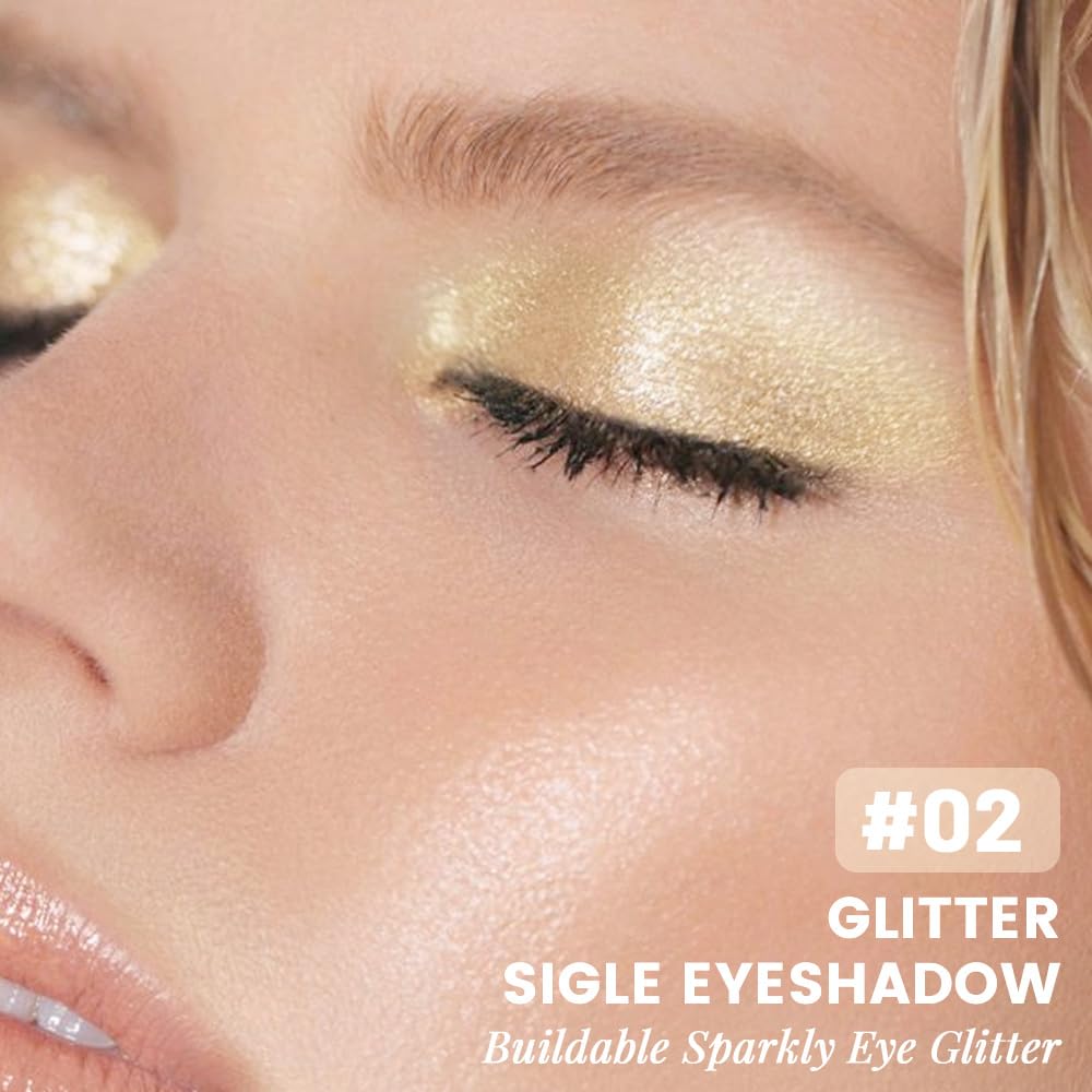Champagne Rose Gold Shimmer Glitter Sparkling Monochrome Eyeshadow Palette,Metallic Single Eye Shadow for Older Women,Long Lasting Naturing-Looking Eye Makeup-Velvo Beauty