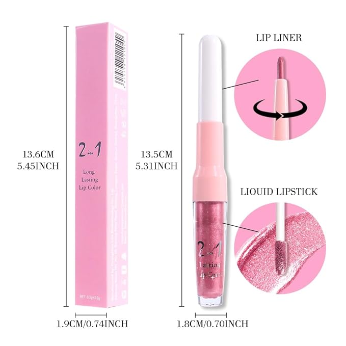evpct Warm Pink Metallic Glitter Lip Liner and Lipstick Combo Lip Gloss Stain Set Makeup for Women Long Lasting Waterproof 24, Baby Pink Metallic Shimmer Frosted Iridescent Glossy Liquid Lipstick 12-Velvo Beauty