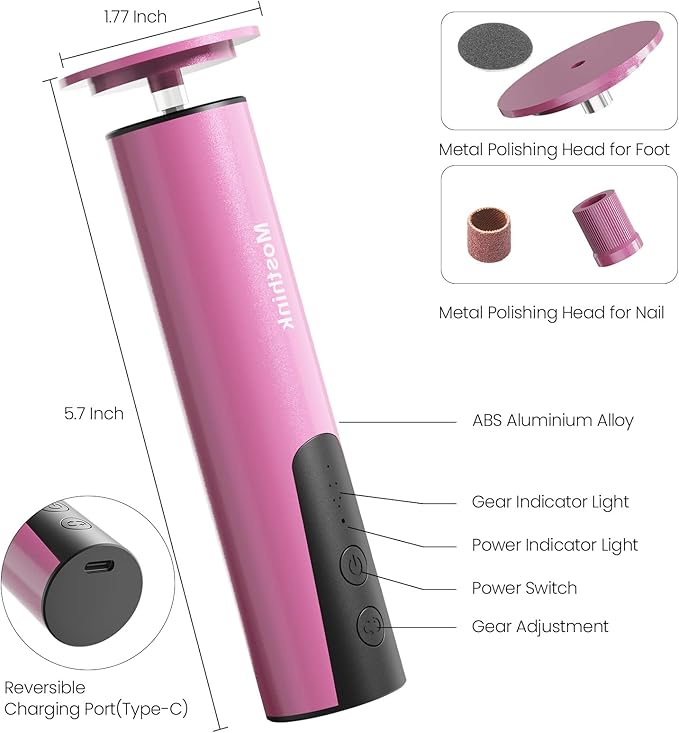 Electric Foot Callus Remover, 2 in 1 | 6 Speed Adjustable Foot File Nail Grinder with Sandpaper Disks, Professional Sander Pedicure Tool for Feet Dead Skin, Self Care Gifts for Women Mom Lover Friends-Velvo Beauty