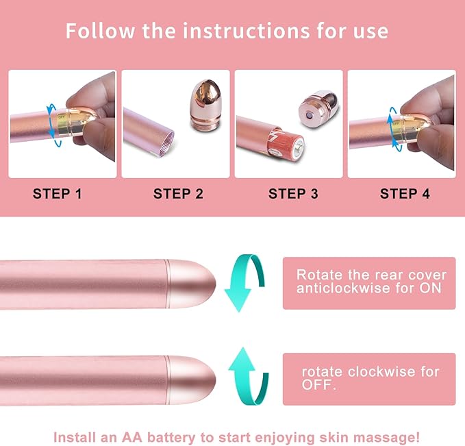 2 Pack T Shape Face Massager Beauty Bar Golden & Pink Facial Massager, Portable Electric Vibration Face Neck Body Massager for Firming Lifting Anti Aging Skin Tightening Wrinkle Reducing-Velvo Beauty