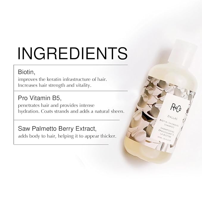 R+Co Dallas Biotin Hair Thickening Shampoo and Conditioner Set (8.5 Oz) + Deluxe Sample (.5 Oz) | For Hair Growth | Sulfate-Free | Vegan + Cruelty-Free |-Velvo Beauty