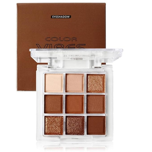Neutral Nude Brown Eyeshadow Palette, 9 Colors Glitter Matte Eye Shadow Palette Makeup, Rose Gold Dark Brown Bronze Eyeshadow Palette, Highly Pigmented Waterproof Chocolate Eyeshadow Palette-Velvo Beauty