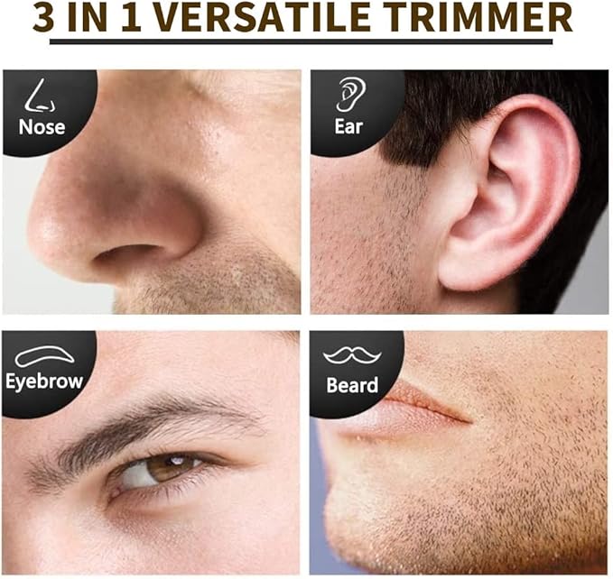 AREYZIN Nose Hair Trimmer 3-in-1 Versatile Rechargeable Ear and Nose Trimmer for Men&Women Painless Electric Shaver Grooming Kit for Ear Beard Facial Pubic Hair Wet Dry Use-Velvo Beauty