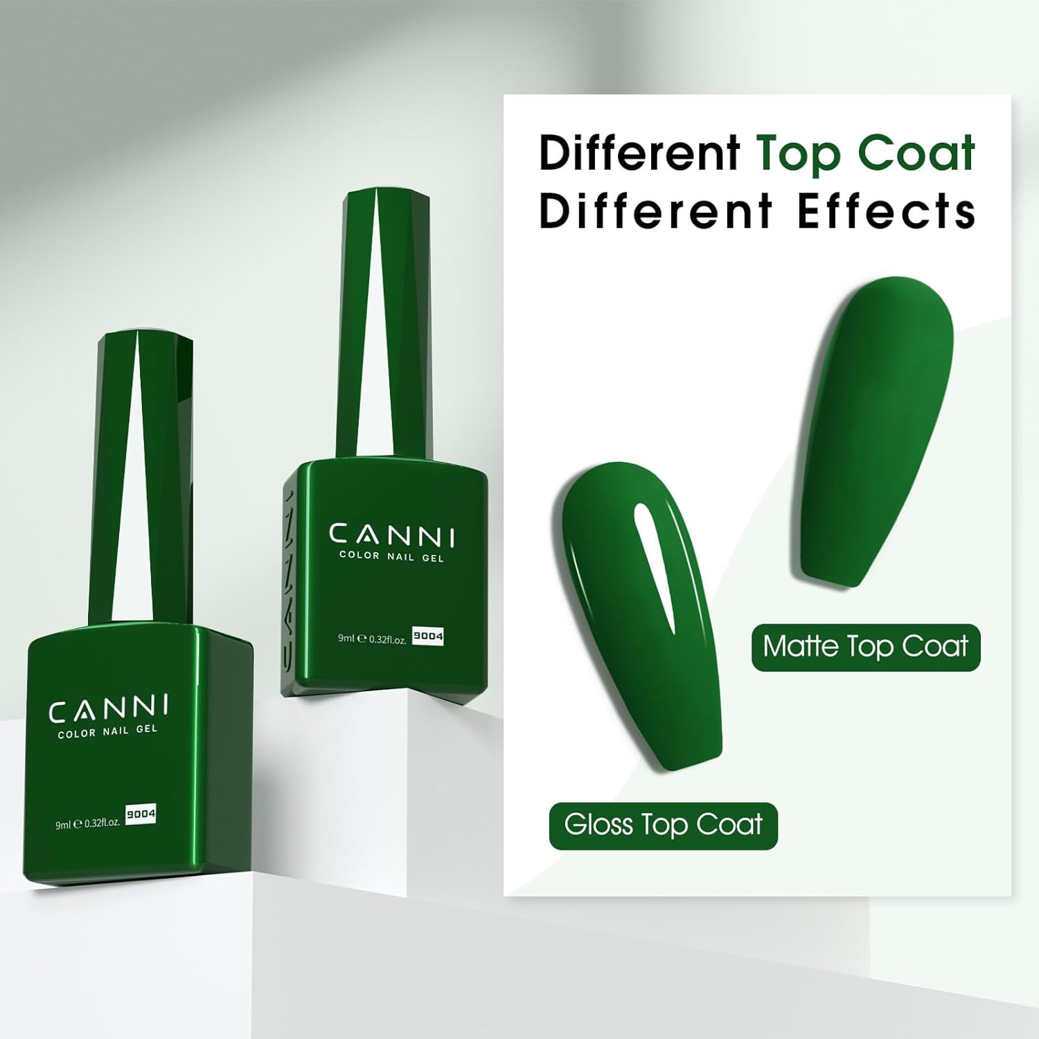 CANNI Green Gel Nail Polish, 1Pcs Emerald Dark Green Color Gel Polish Nail High Gloss Soak Off UV French Manicure Salon DIY-Velvo Beauty