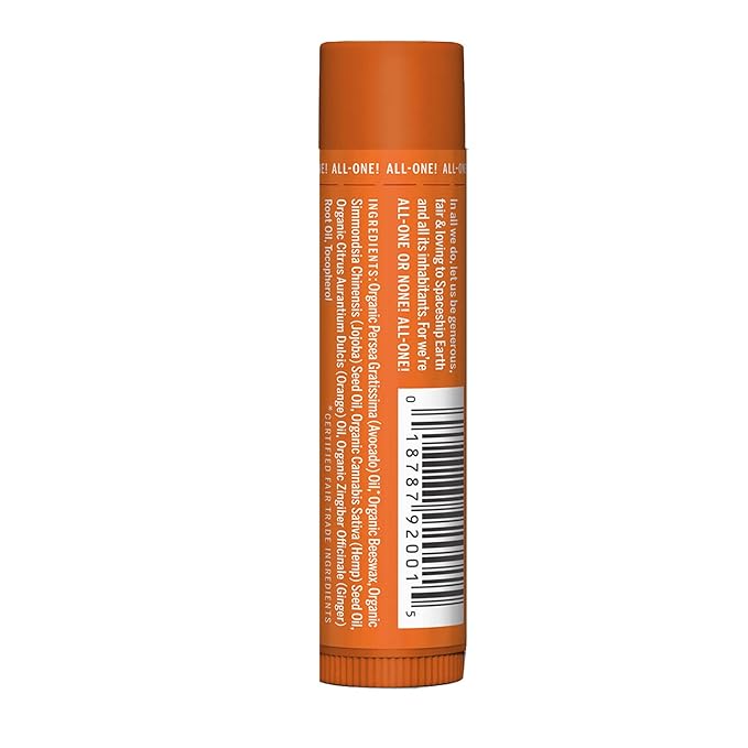 Dr. Bronner’s Organic Lip Balm 6-Pack (.15oz) Natural, Moisturizing, Petroleum-Free Lip Balm with Beeswax & Avocado Oil for Dry Lips, Men & Women - Orange Ginger-Velvo Beauty