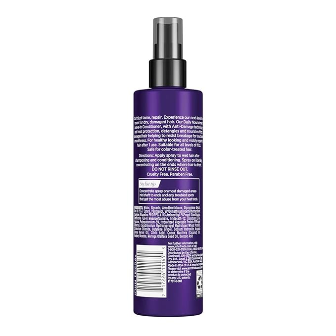 John Frieda Frizz Ease Daily Nourishment Leave-In Conditioner, Detangles Frizzy, Damaged Hair, Reduces Breakage, Protects Against Heat, with Vitamins A, C, E & Green Tea Extract, 8 Oz-Velvo Beauty
