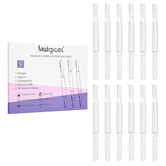 Dermaplane Razor for Women Face & Eyebrow - Dermaplaning Tool for Peach Fuzz Facial Hair Removal,High Precision Blade for Smooth Skin (White, 12 Count)-Velvo Beauty