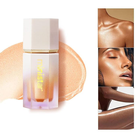 Liquid Highlighter Makeup, Long Lasting Liquid Luminizer for Glowing Skin Waterproof Smooth Glitter Highlight Face Illuminator Cream Contour Stick Body Shimmer Liquid Bronzer (#02 STARLIGHT)-Velvo Beauty