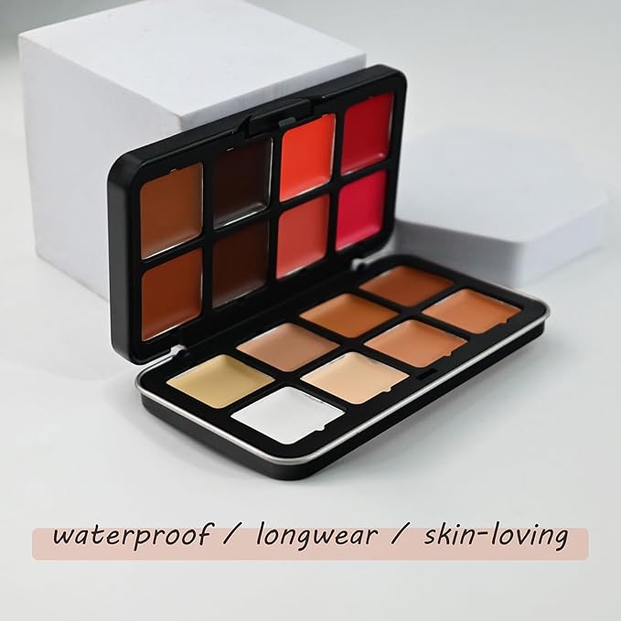 16 Color Cream Makeup Palette, Blush Concealer Highlighter Contour Palette, Multi-functional Makeup Palette with 8 Brushes, Face Make Up Gift for Women Girls-Velvo Beauty