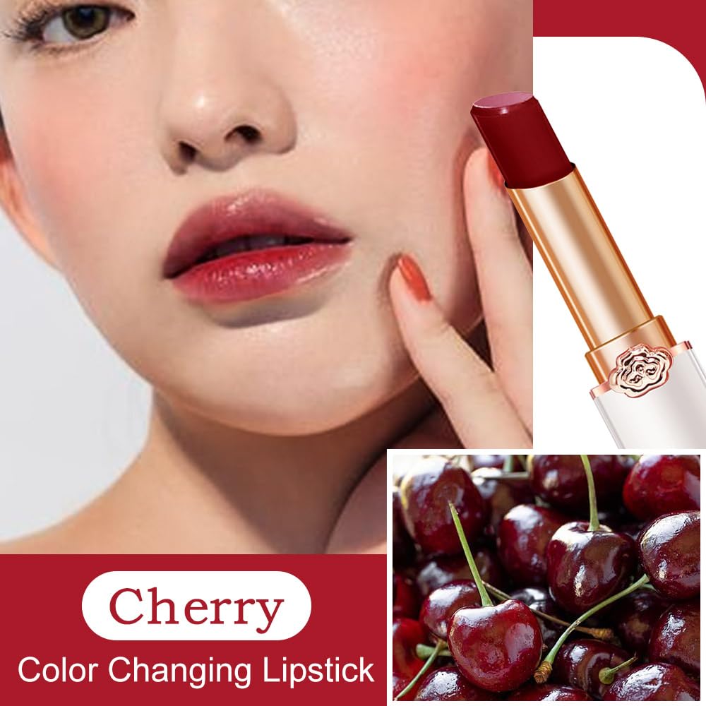 Kaely 2Pcs Hydrating Honey Lipstick Tinted Lip Balm, Black Red Cherry Color Changing PH Lipstick Makeup, Korean Magic Lip Stain Long Lasting Waterproof, labiales magicos 24 horas originales-Velvo Beauty