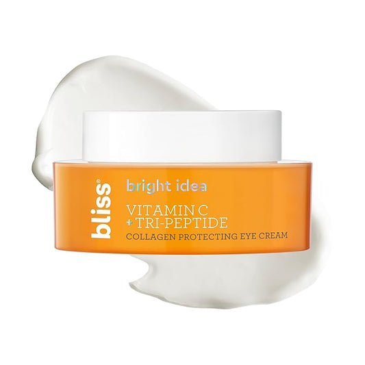 Bliss Bright Idea Vitamin C Eye Cream - Brighten & Hydrate Anti-Aging Treatment, Reduces Fine Lines, Boosts Collagen & Firms, 3-O-Ethyl Ascorbic Acid, Tri-Peptide & Licorice Root, 0.5fl oz-Velvo Beauty