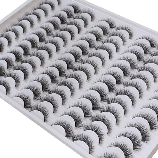 False Eyelashes 48 Pairs Faux Mink Lashes 14mm Wispy Lashes 3D Fluffy Cat Eye Lashes Pack Bulk Wholesale Strip Lashes(style 48-019)-Velvo Beauty