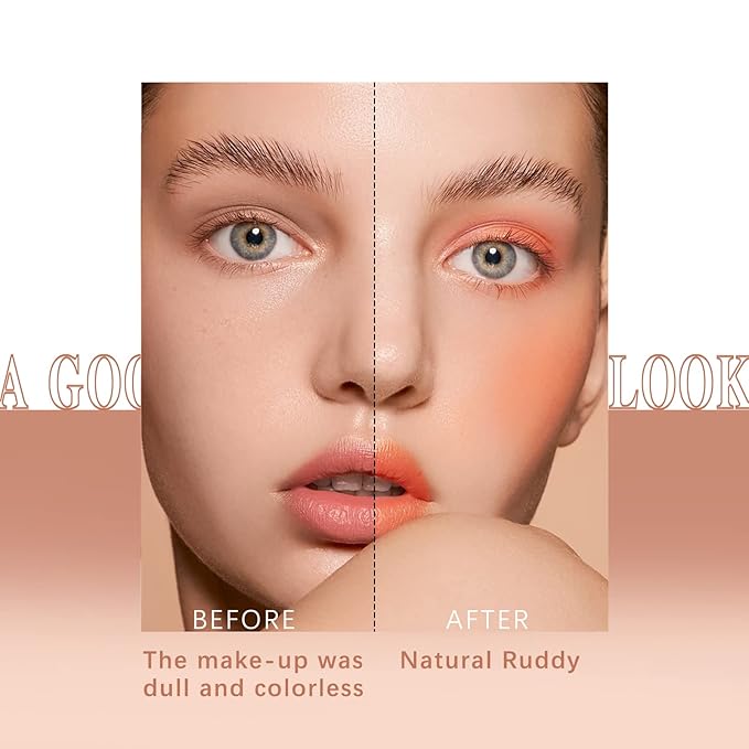 Cream Blush Stick for Cheeks Makeup, Waterproof Face Blush Stick Multi-Use Lip and Cheek Tint, Matte Finish Easy to Blend Lightweight Natural Cream Blusher Makeup for All Skin Tones-Orange-Velvo Beauty