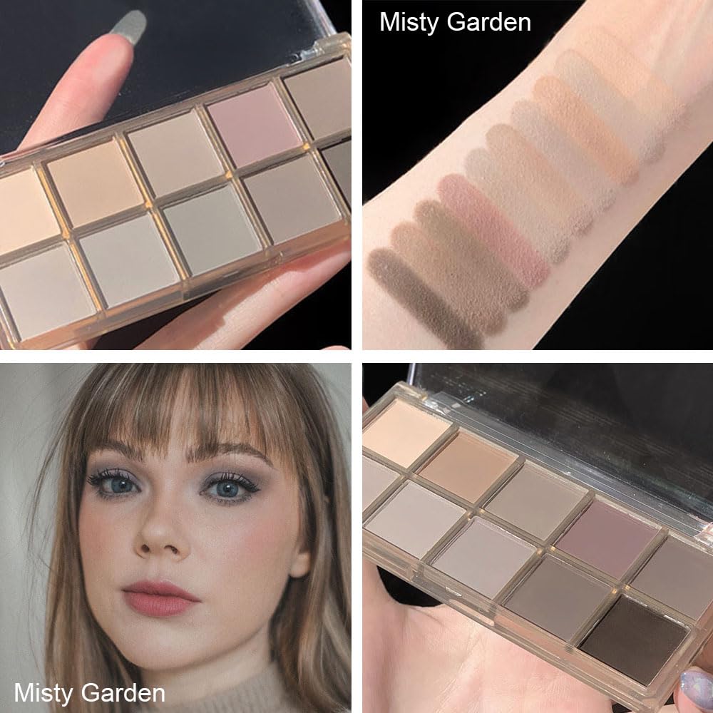 10 Colors Nude Gray Taupe Matte Eyeshadow Palette,Neutral Nude Eye Shadow Palette,Long Lasting Waterproof Travel Size Makeup Pallete,Vegan,Cruelty -free-Velvo Beauty