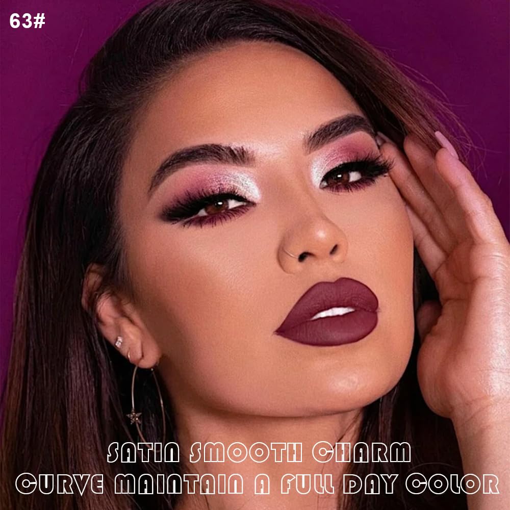 evpct 2Pcs Burgundy Red Matte Lip Liner Lipstick Combo Set for Women, Burgundy Lip Combo Set Liquid Lips Gloss Lipliner Stains Set Long Lasting Waterproof, Lips Makeup 24 Hours labiales originale-Velvo Beauty