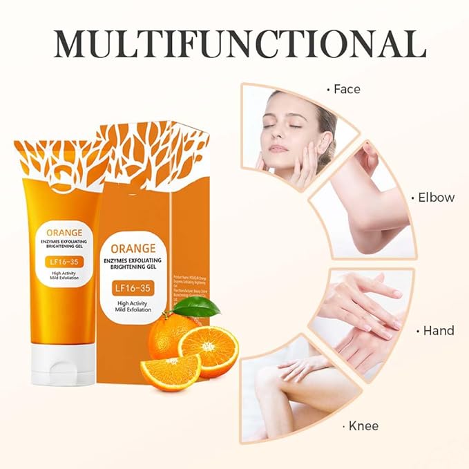 2025 New Orange Exfoliating Gel for Face and Body, Oranges Enzymes Exfoliating Gels Remove Blackheads Moisturize Skin, Upgrade Exfoliatings Cleansing Gel Scrub Clean Pores (Orange, One Size)-Velvo Beauty