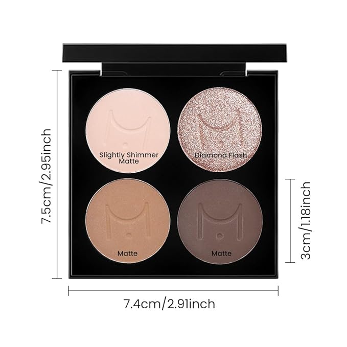 evpct Nude Brown Eyeshadow Quad Palette, Bright Nude Champagne Gold Brown Cocoa Glitter Metallic Shimmer Matte High Pigment Mini Eye Shadow Palette Makeup for older Women, Travel Size Built in Mirror-Velvo Beauty