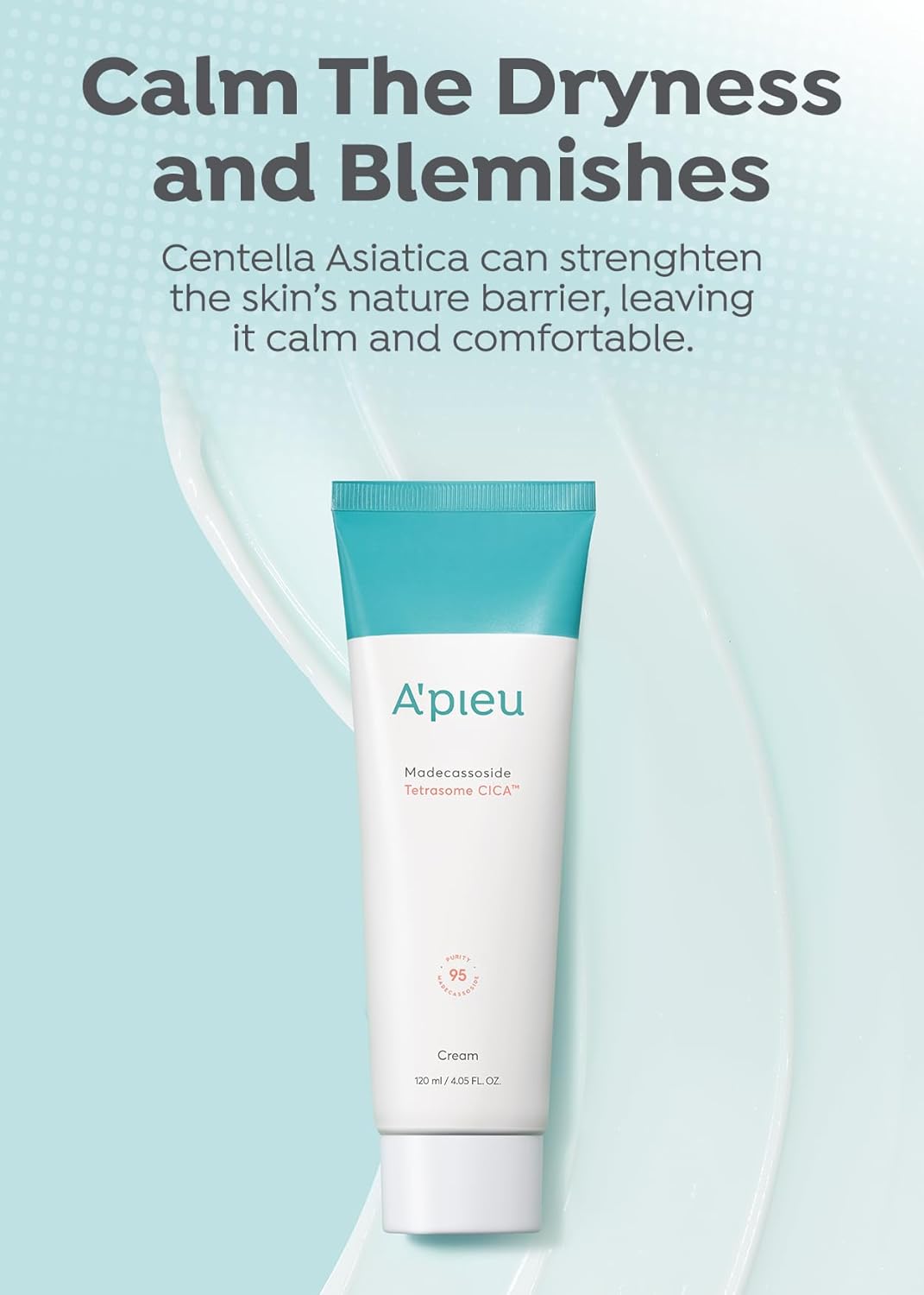 A'PIEU MADECASSOSIDE TETRASOME CICA CREAM 4.06 Fl oz / 120ml - Upgraded Absorption, Enhanced Skin Barrier, Calming Effects - Centella Asiatica, Asiaticoside, Asiatic Acid-Velvo Beauty