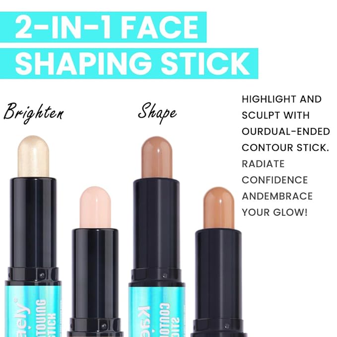 evpct 2in1 Face Shaping & Contouring Stick Cream Contour Concealer Bronzer Stick Makeup Kit for Face Highlighter Makeup Stick contorno maquillaje de maquillaje, NEW Universal Light + ORIGINAL Medium-Velvo Beauty