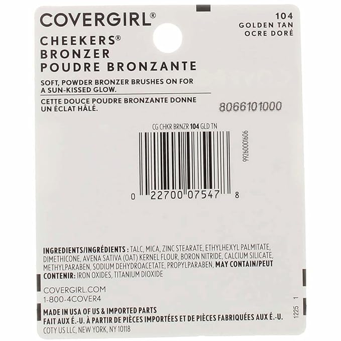 Cover Girl cheekers Bronzer 104 Golden Tan .12 oz-Velvo Beauty