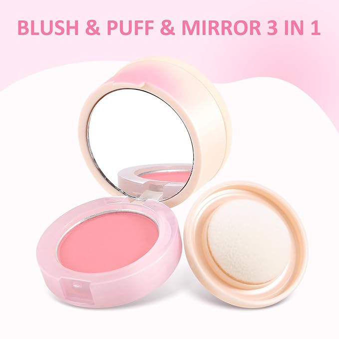Boobeen Blush Compact for Face, Matte Powder Blush for Cheeks Powder Palette, Nude Light Blush with Puff, Blusher Makeup for a Radiant, Natural Glowing-Velvo Beauty