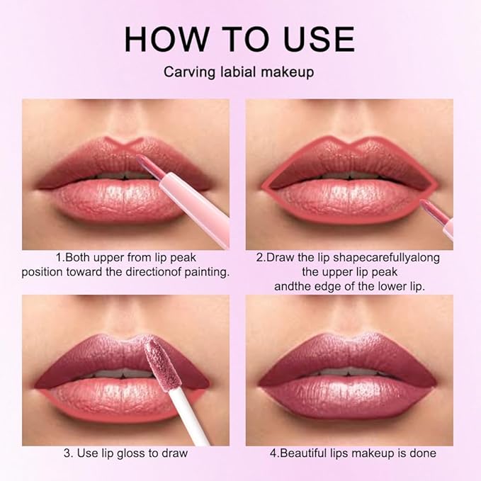 evpct Mauve Pink Metallic Glitter Lip Liner and Lipstick Combo Lip Gloss Stain Set Makeup for Women Long Lasting Waterproof 24, Dusty Rose Metallic Shimmer Frosted Iridescent Glossy Liquid Lipstick 16-Velvo Beauty
