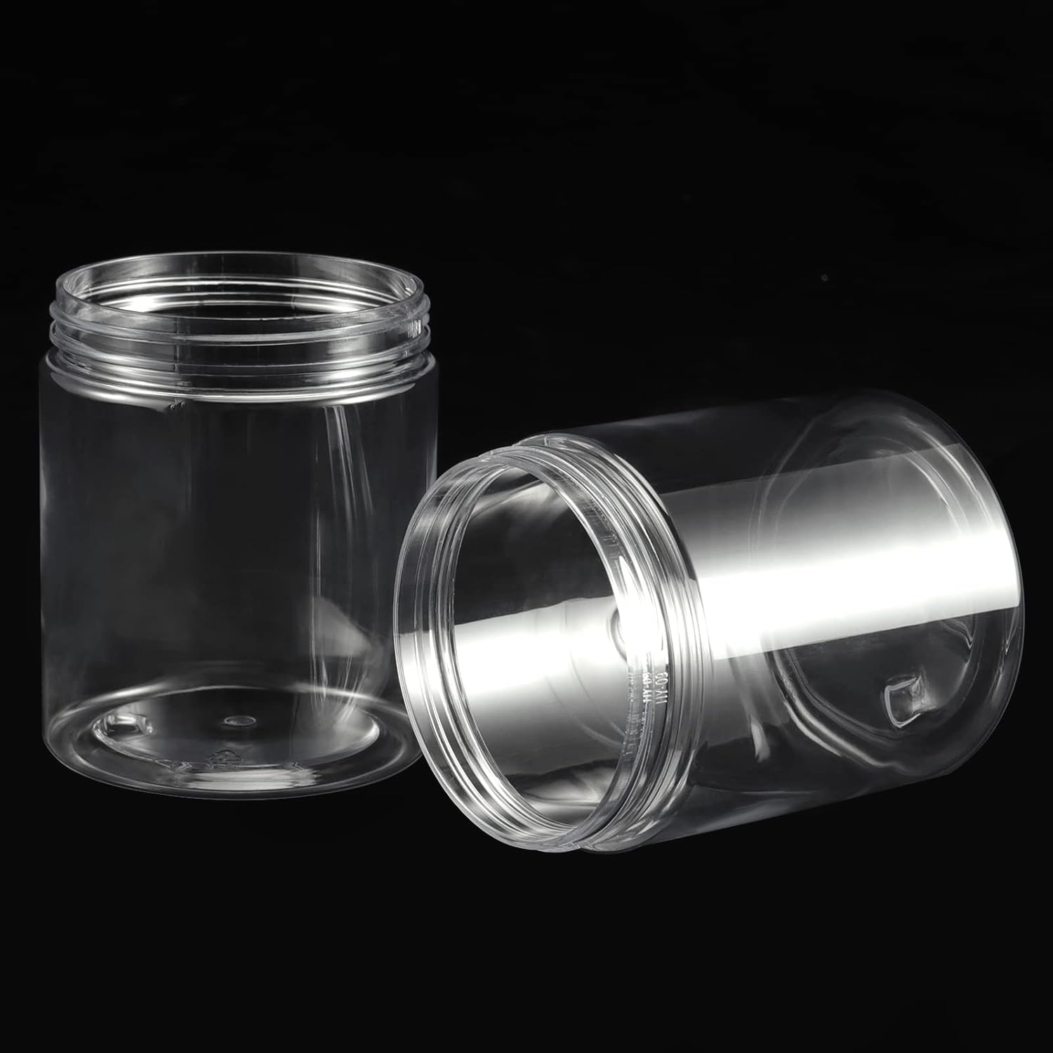 JEUIHAU 46 Pack 8 OZ Plastic Jars with Lids, Clear Empty Slime Storage Containers with Screw On Lids, Plastic Cosmetic Containers for Slime Making, Food, Beauty Products, BPA Free-Velvo Beauty