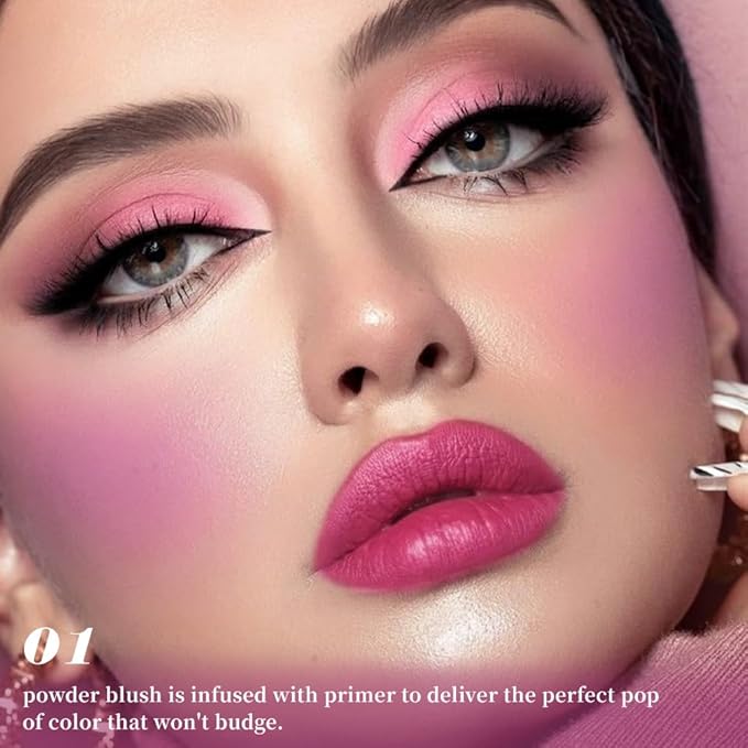 Single Purple Matte Blush for Cheeks Face Blushes Makeup Palette, Rose Bean Monochrome Cream Blushes Palette Makeup for Older Women, Natural Pigmented Paleta de Púrpura monocromática 01-Velvo Beauty