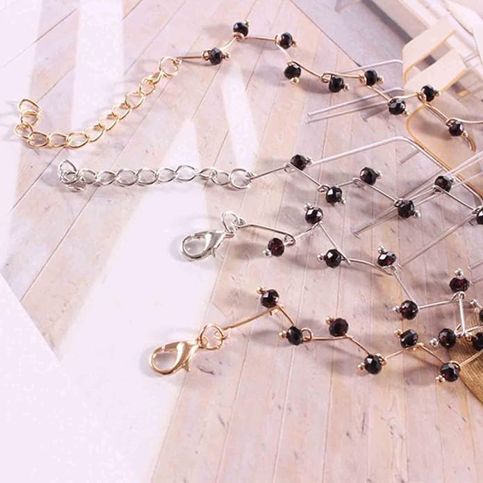 Black Crystal Choker Necklace Short Black Beaded Choker Necklace Silver Chain Necklace Minimalist Necklace Jewelry for Women and Girls-Velvo Beauty