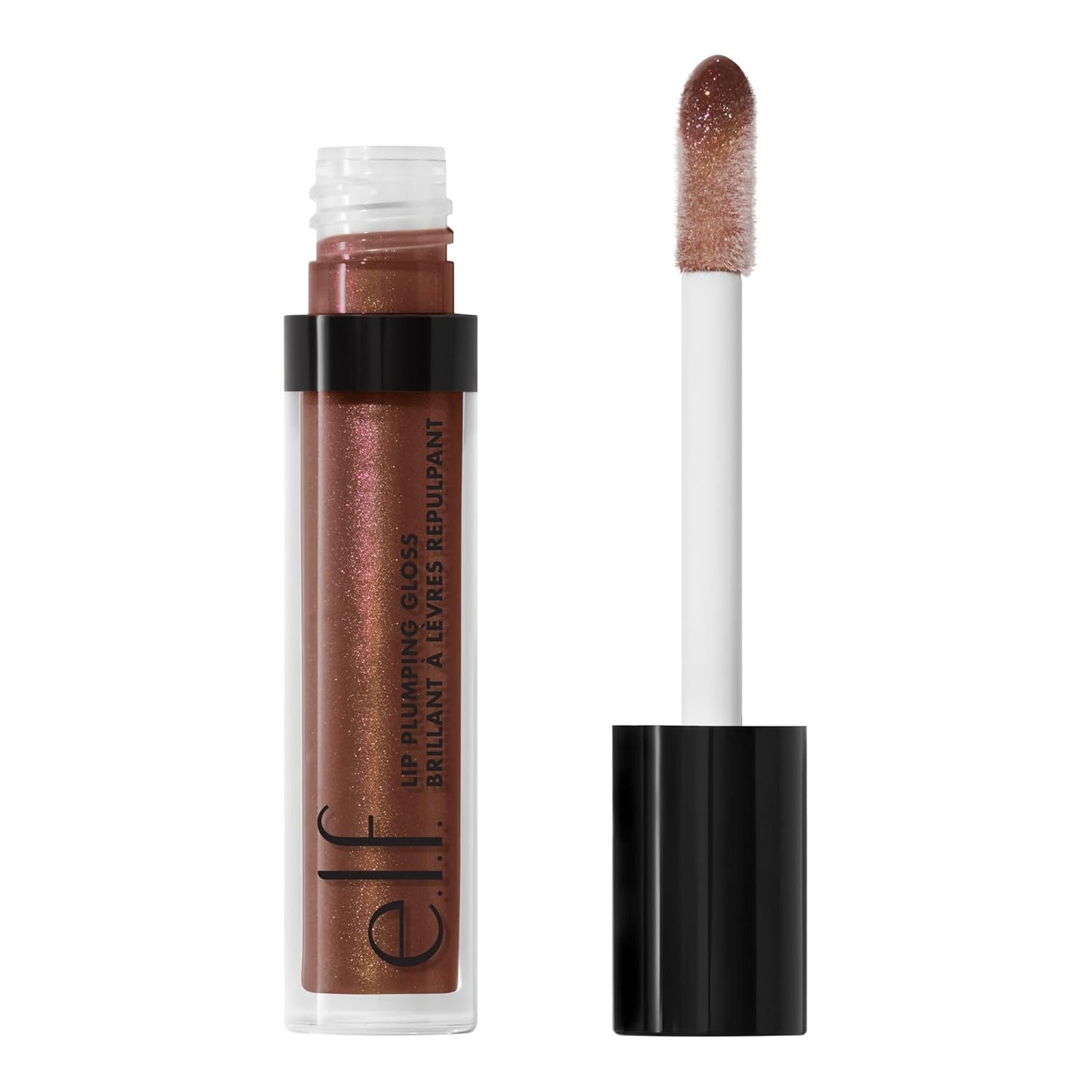 e.l.f. Lip Plumping Gloss, High-Shine Sheer Color, Hydrates & Creates Fuller Lips With Vitamin E, Vegan & Cruelty-Free, Chocolate Glaze, 0.1 Fl Oz-Velvo Beauty