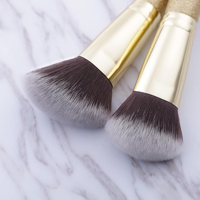 DUcare Makeup Brushes Duo End Foundation Powder Buffer and Contour Brush Synthetic Cosmetic Tools 2Pcs-Velvo Beauty